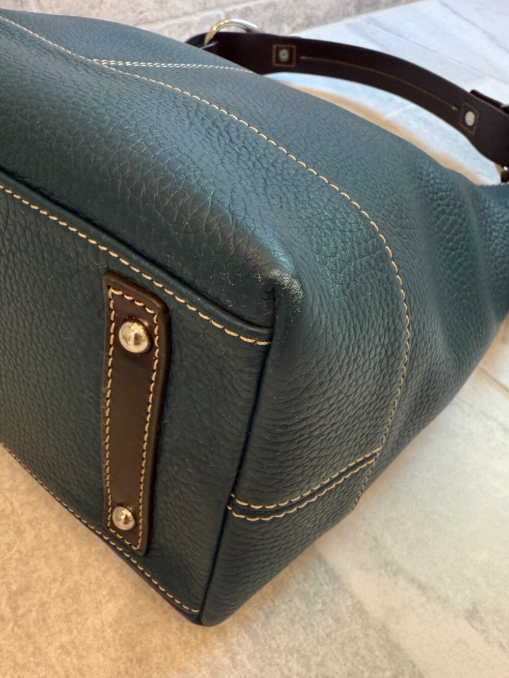 Dooney & Bourke Teal Pebbled Leather Gracie Shoulder Bag - Picture 5 of 7